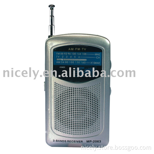 AM/FM two band radio with speaker and antenna